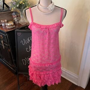 Kenzie Sz M *Like New* Pink Ruffle Chemise Slip